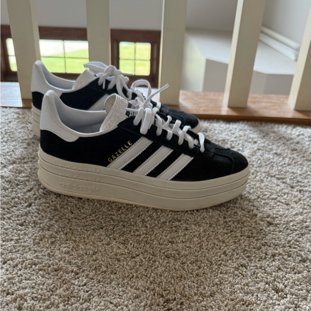 Adidas Gazelle Platform Black and White Sneakers